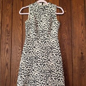 LOFT Black and White Sleeveless Printed Mini Dress